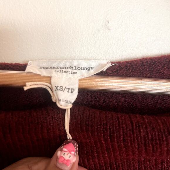 NWT BeachLunchLounge Womens Marilyn Priscilla Sweater Rib-Knit Merlot‎ Size XS - Picture 7 of 11